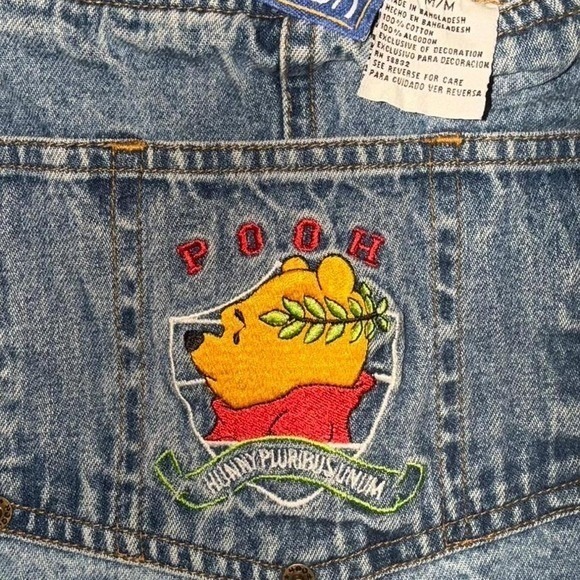 VTG 90s Winnie The Pooh Adult Women Size Med "Hunny Pluribus Unum" Baggy Overall - Picture 6 of 6